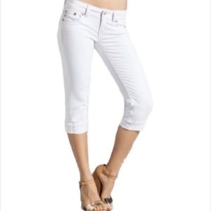 Miss Me Signature Cropped White Jeans 27 Embellished Bling Rhinestone Denim